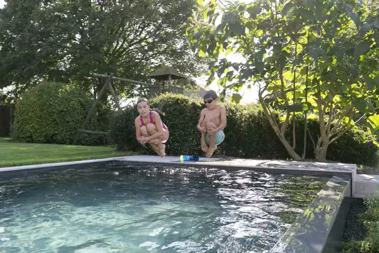 Hybride zwembad met infinityrand bij poolhouse in eikenhout (38) - 